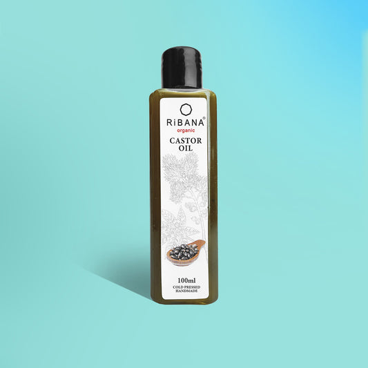 RiBANA Organic Castor Oil - 100ml bottle for hair protection, fall reduction, and regrowth.