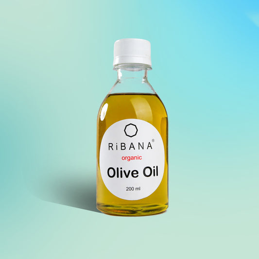 RiBANA Organic Olive Oil 200ml bottle for hair growth and skin moisturizing.