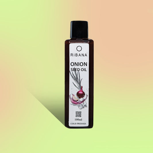 Ribana Onion Seed Oil 100ml bottle for hair care with benefits like strengthening roots, reducing dandruff and hair loss.