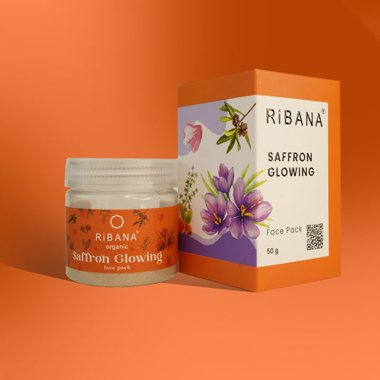 RiBANA Saffron Glowing Face Pack 50gm with natural ingredients for bright and radiant skin