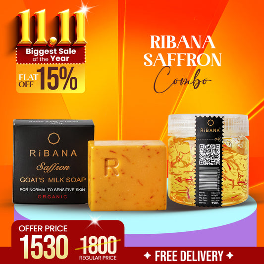 Ribana Exclusive Glowup Combo – Saffron Soap 100gm and Saffron Gel 130gm