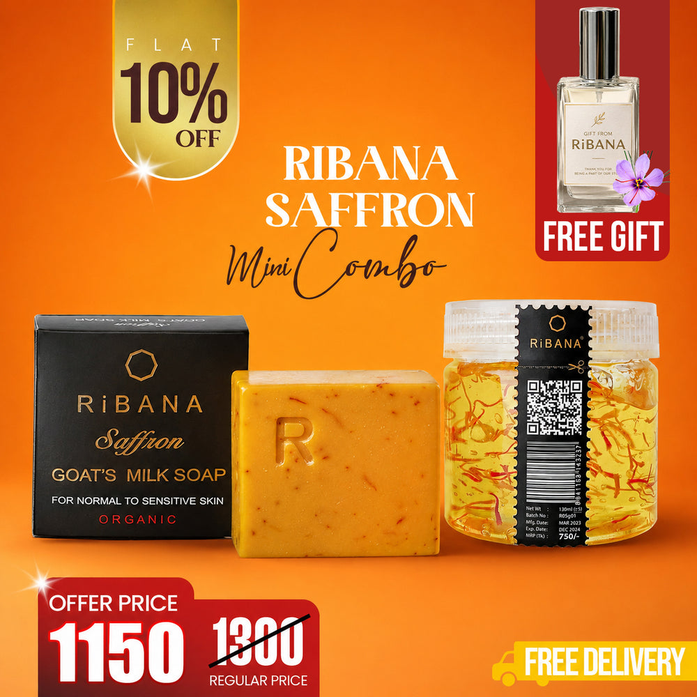 Ribana Glowup Mini Combo – Saffron Goat's Milk Soap 50gm and Saffron Brightening Gel 130gm