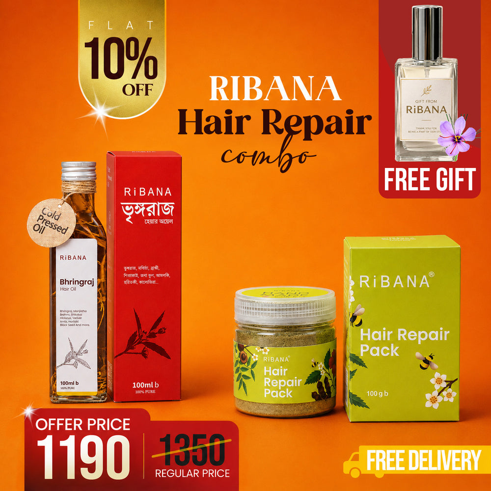 Ribana Hair Repair Combo - Bhringraj Oil 100ml and Hair Repair Pack 100 gm