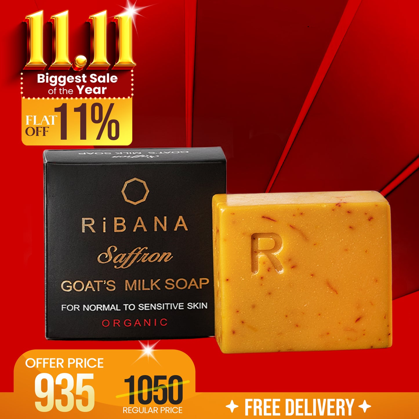RiBANA Saffron Goat's Milk Soap - 110gm