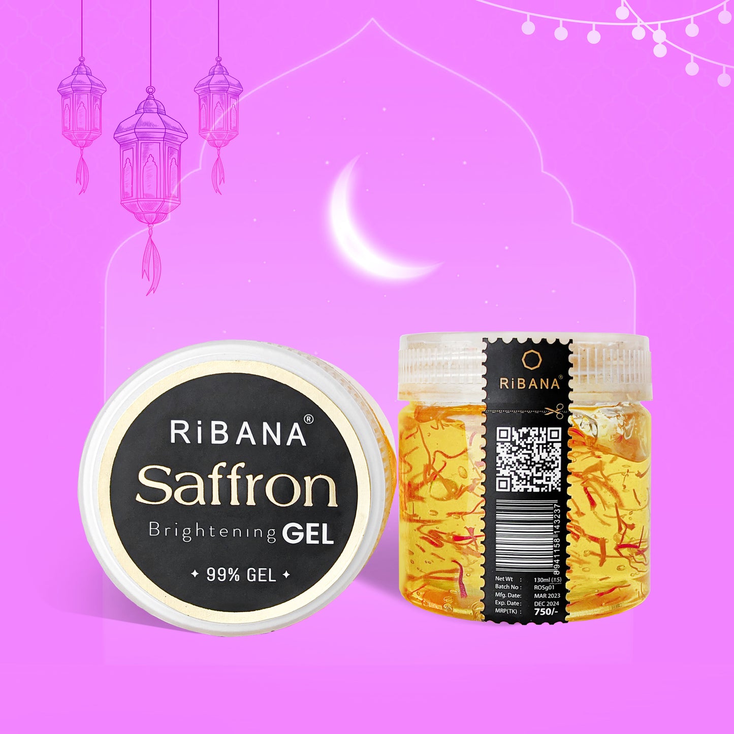 Saffron Gel 130ml - Ribana Saffron Soothing Gel for Glowing Skin
