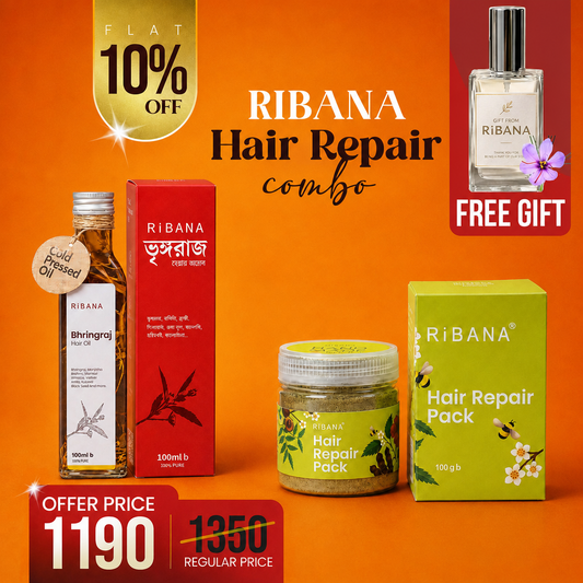 Ribana Hair Repair Combo - Bhringraj Oil 100ml and Hair Repair Pack 100 gm