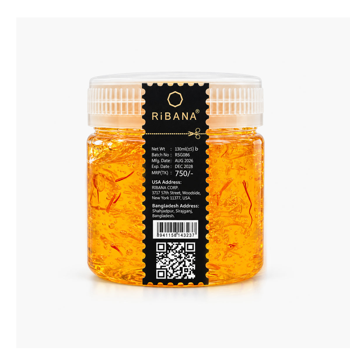 Ribana Saffron Brightening Gel 130ml – Brightens Skin & Reduces Dark Spots